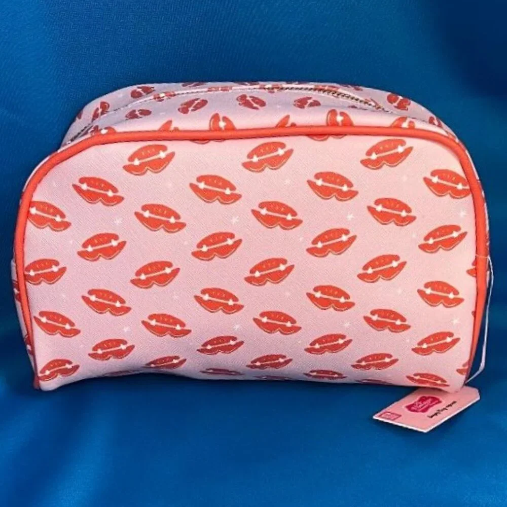 NWT ~ THE VINTAGE COSMETIC CO PINK RED LIP COSMETIC MAKE - UP TRAVEL BAG / CASE